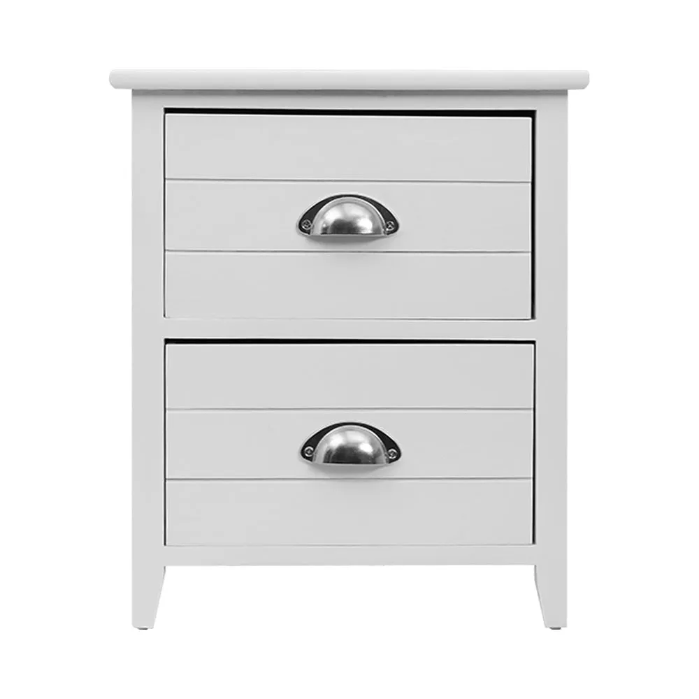 2x Bedside Table Nightstands 2 Drawers Storage Cabinet Bedroom Side White