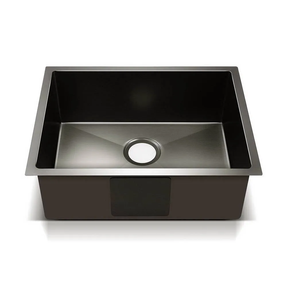 60cm Stainless Steel Kitchen Double Sink Basin Bowl Under/Top/Flush Mount Black