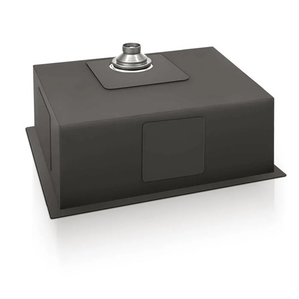 60cm Stainless Steel Kitchen Double Sink Basin Bowl Under/Top/Flush Mount Black