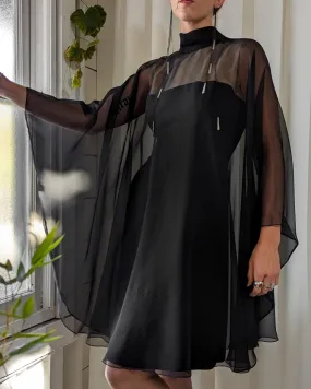 60s Estevez Silk Cape Dress | M