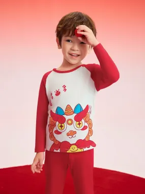Balabala Baby Autumn Clothes Suit Year of the Snake Boy And Girl Thermal Underwear Animal Year Red Pajamas