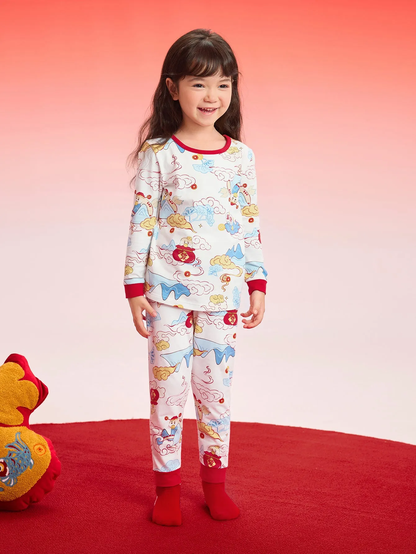 Balabala Baby Autumn Clothes Suit Year of the Snake Boy And Girl Thermal Underwear Animal Year Red Pajamas