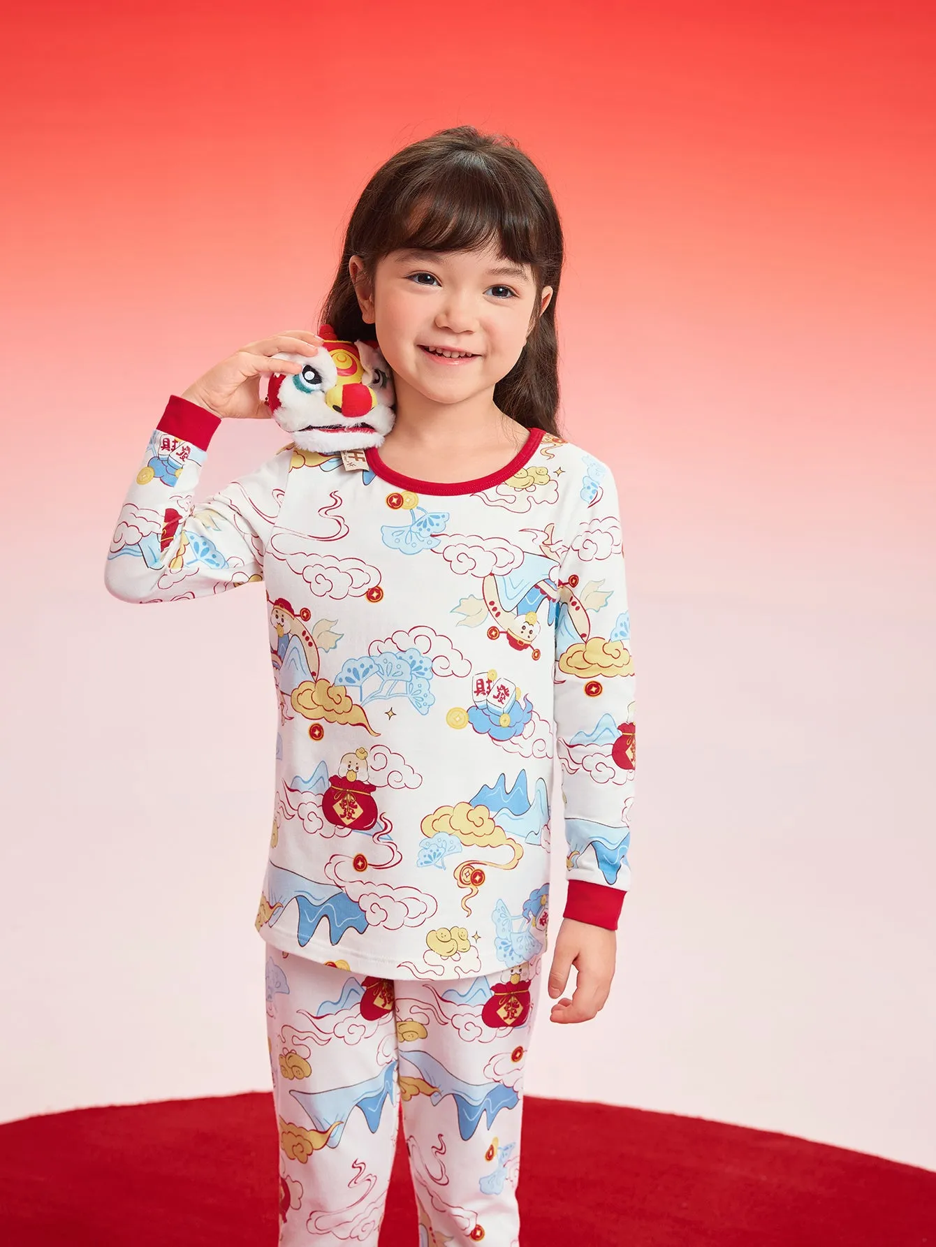 Balabala Baby Autumn Clothes Suit Year of the Snake Boy And Girl Thermal Underwear Animal Year Red Pajamas