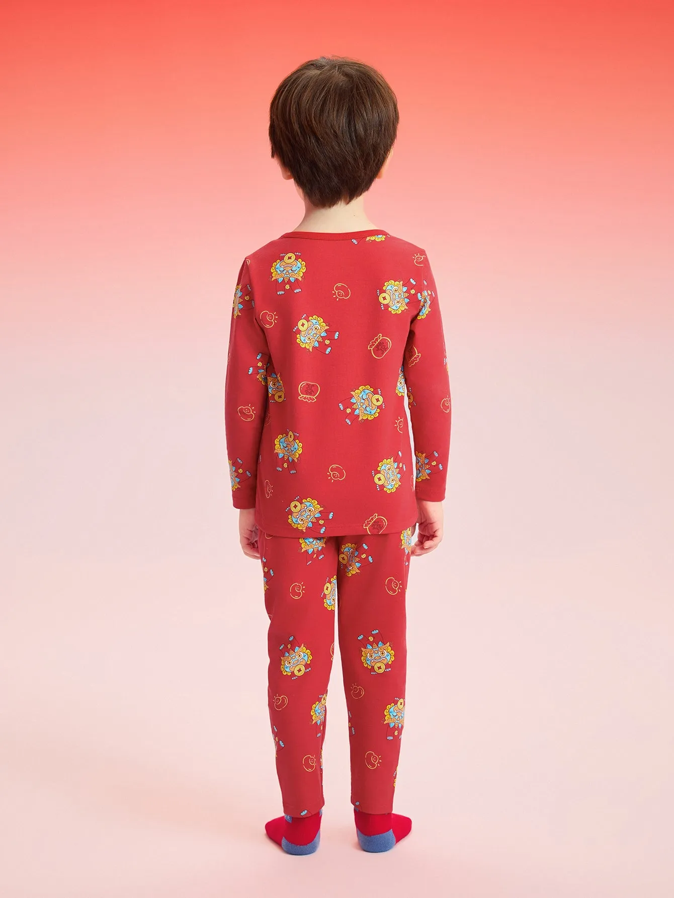 Balabala Baby Autumn Clothes Suit Year of the Snake Boy And Girl Thermal Underwear Animal Year Red Pajamas