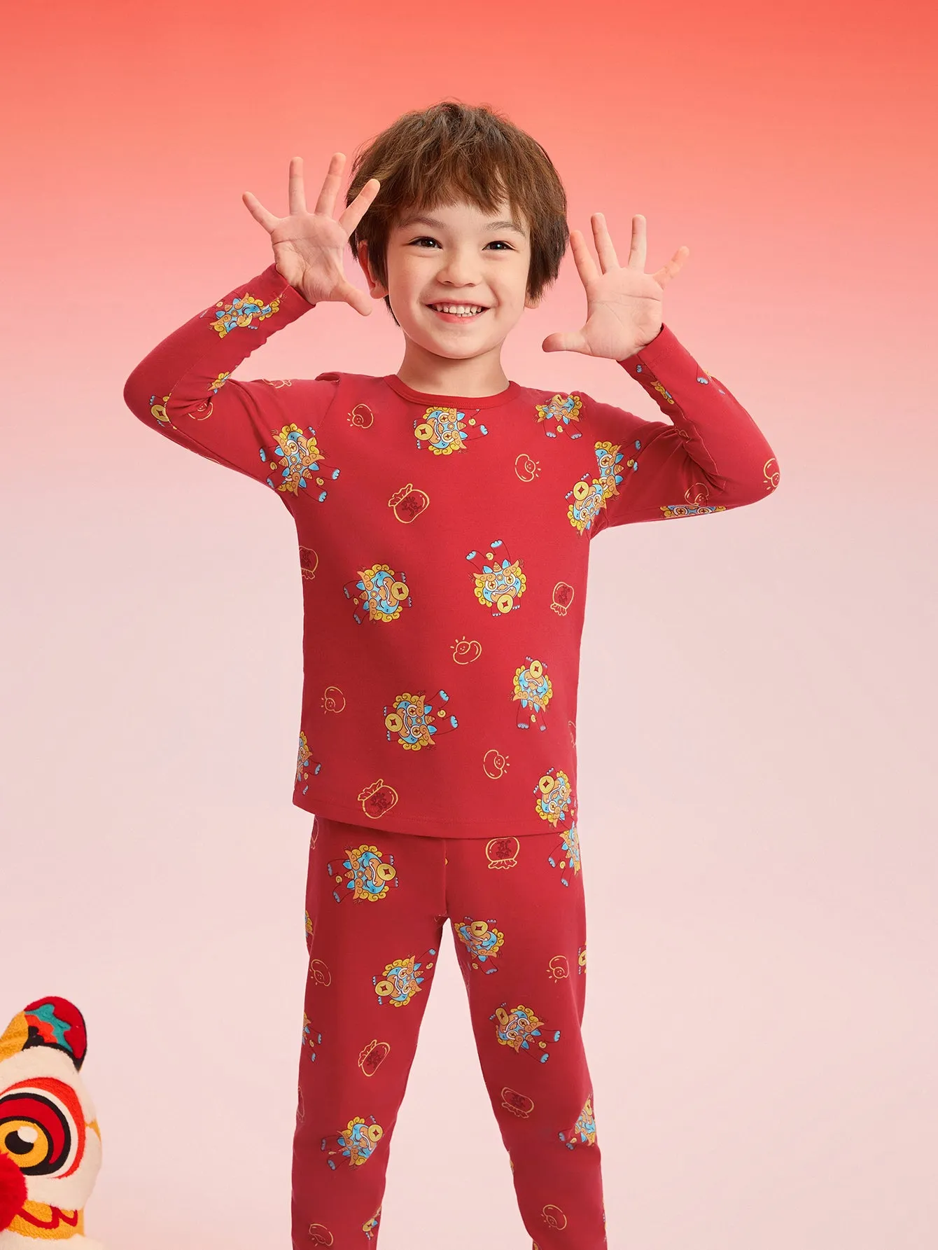 Balabala Baby Autumn Clothes Suit Year of the Snake Boy And Girl Thermal Underwear Animal Year Red Pajamas