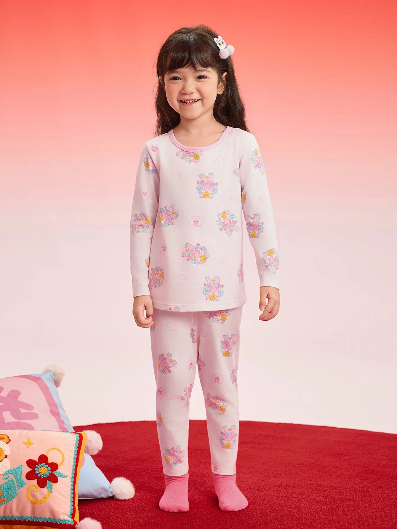 Balabala Baby Autumn Clothes Suit Year of the Snake Boy And Girl Thermal Underwear Animal Year Red Pajamas