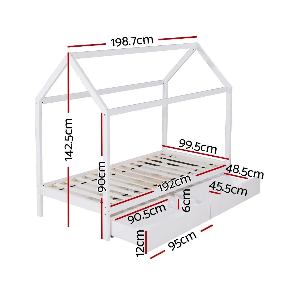 Bali Wooden Single Bed Frame White