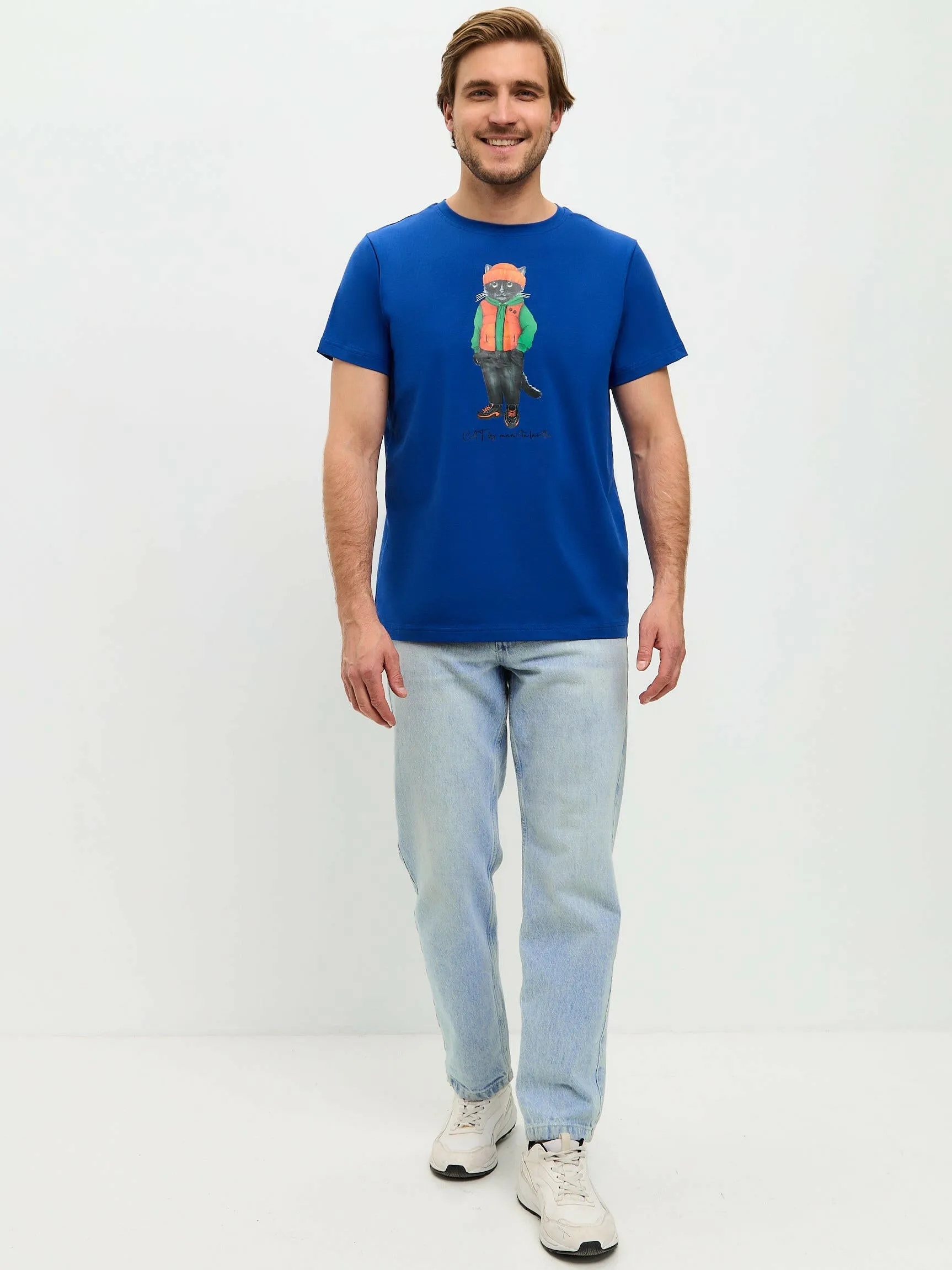 Blue Printed T-shirt HOODIE CAT
