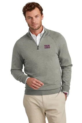 Brooks Brothers Cotton Stretch Custom 1/4-Zip Sweaters, Light Shadow Grey Heather