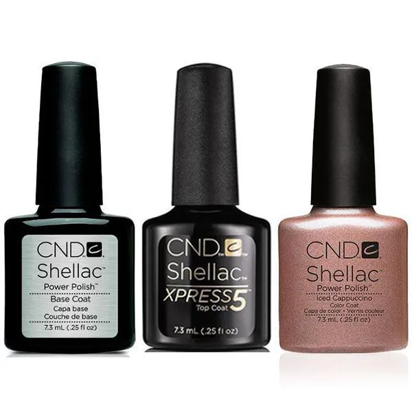 CND - Shellac Xpress5 Combo - Base, Top & Iced Cappucino (0.25 oz)
