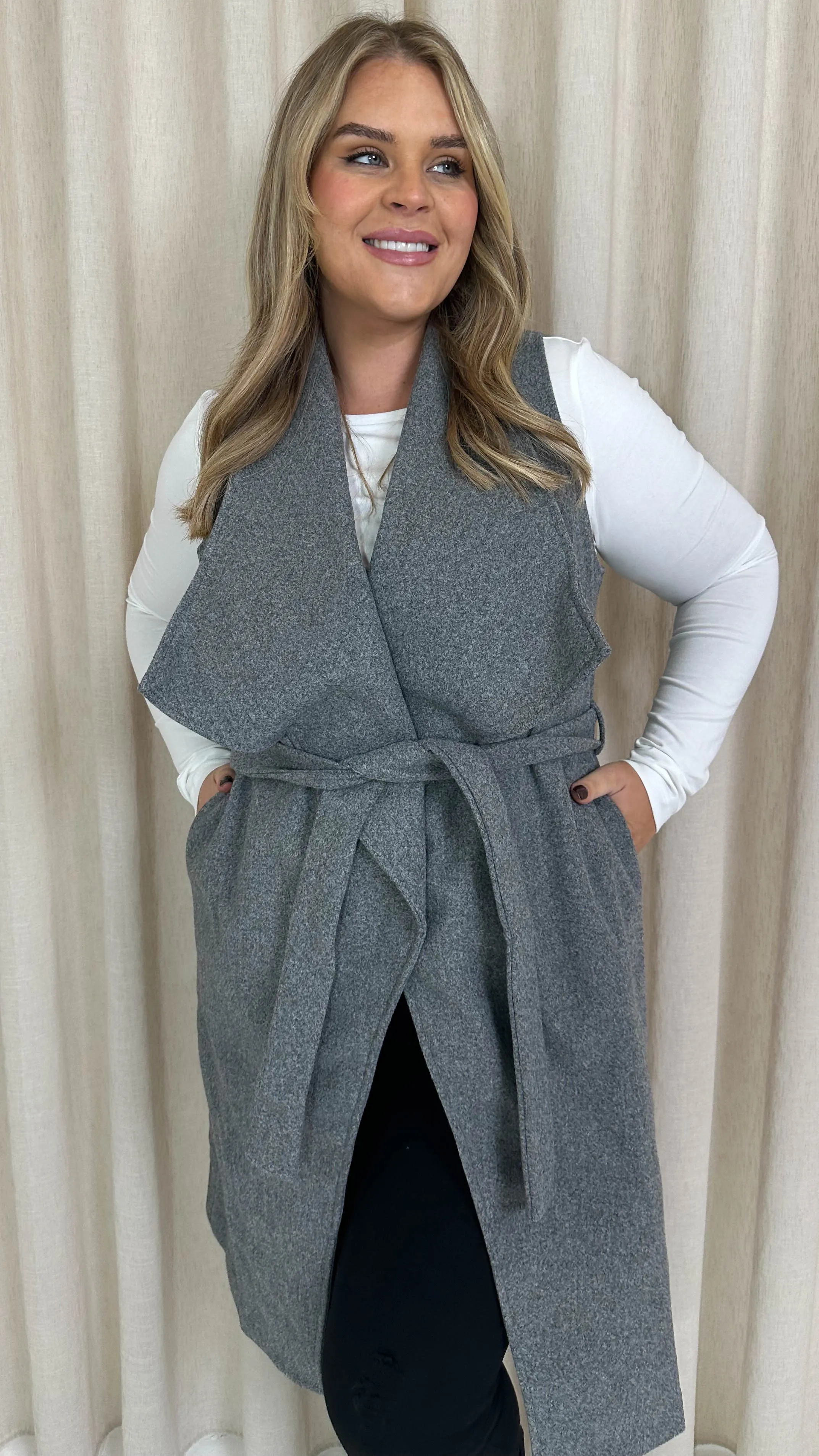 CurveWow Waterfall Gilet  Light Grey