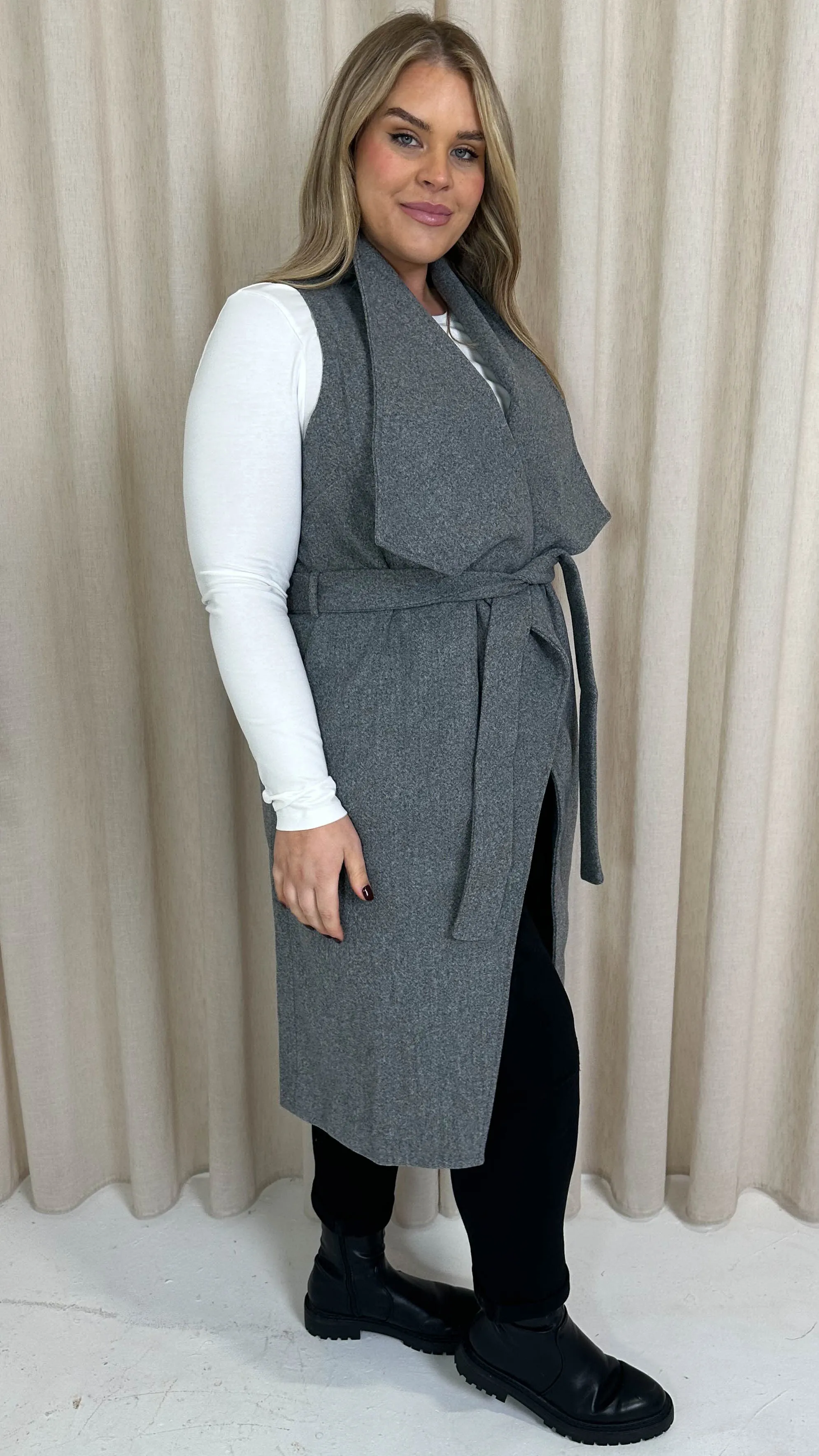CurveWow Waterfall Gilet  Light Grey