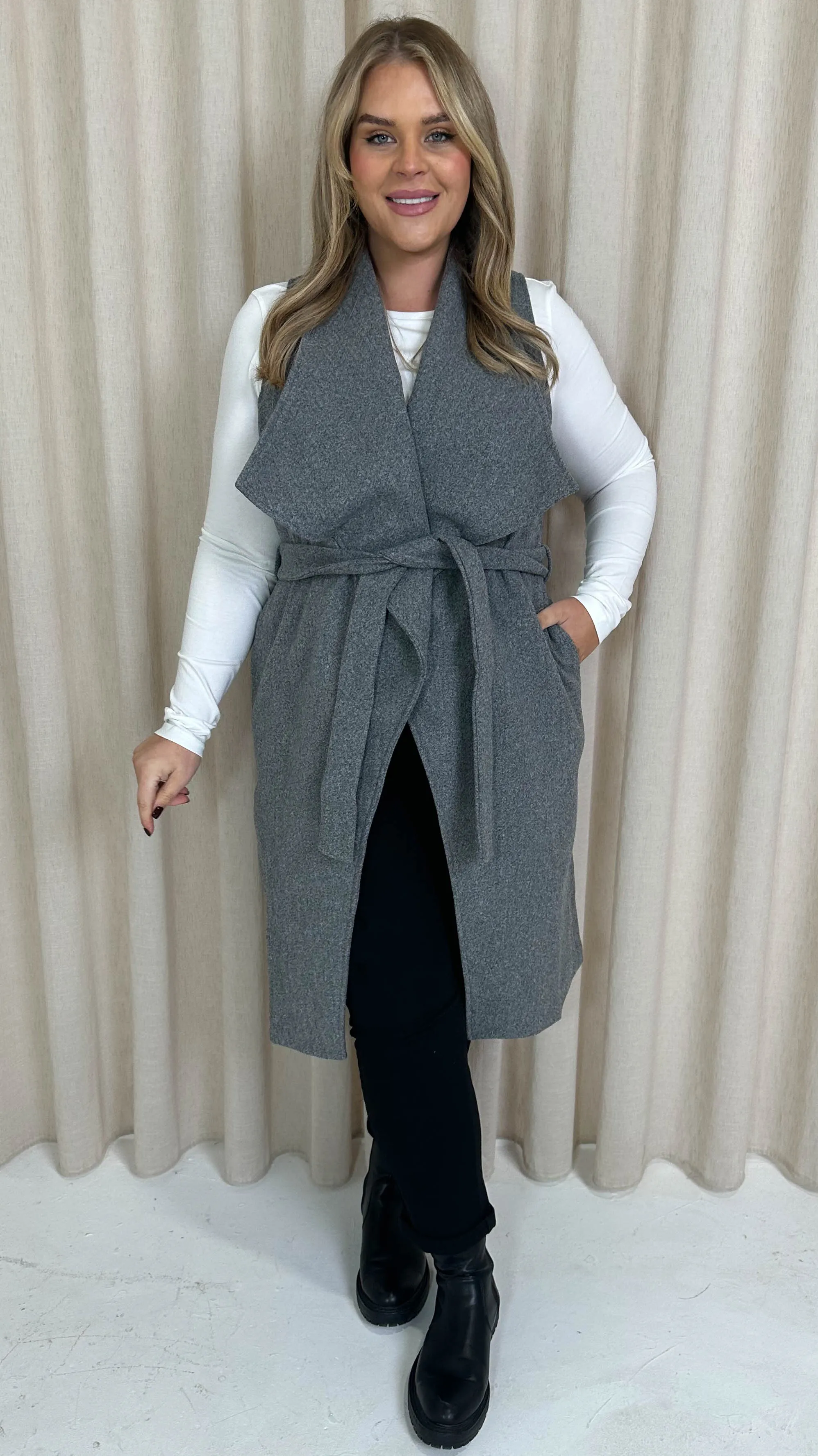 CurveWow Waterfall Gilet  Light Grey