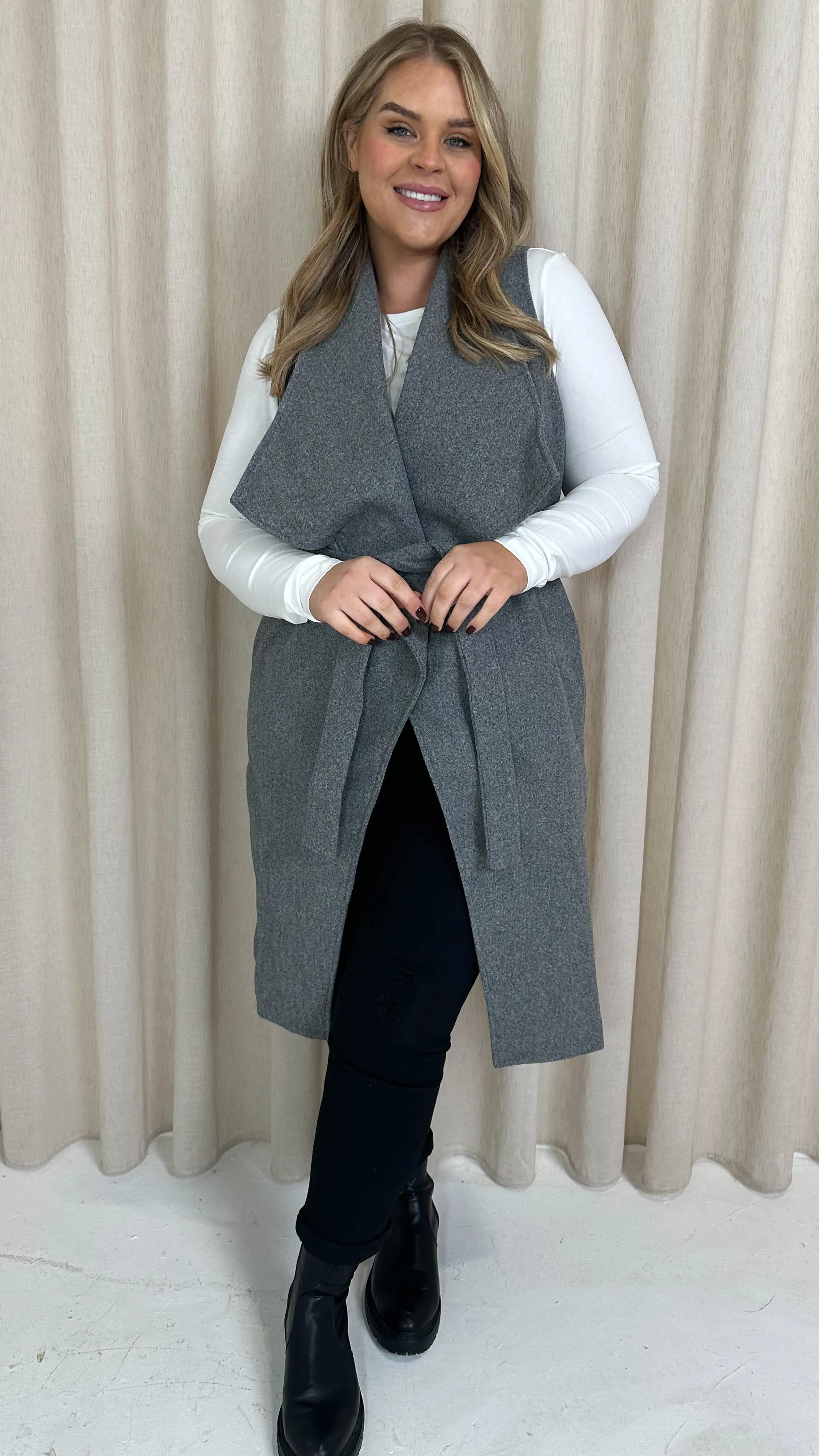 CurveWow Waterfall Gilet  Light Grey