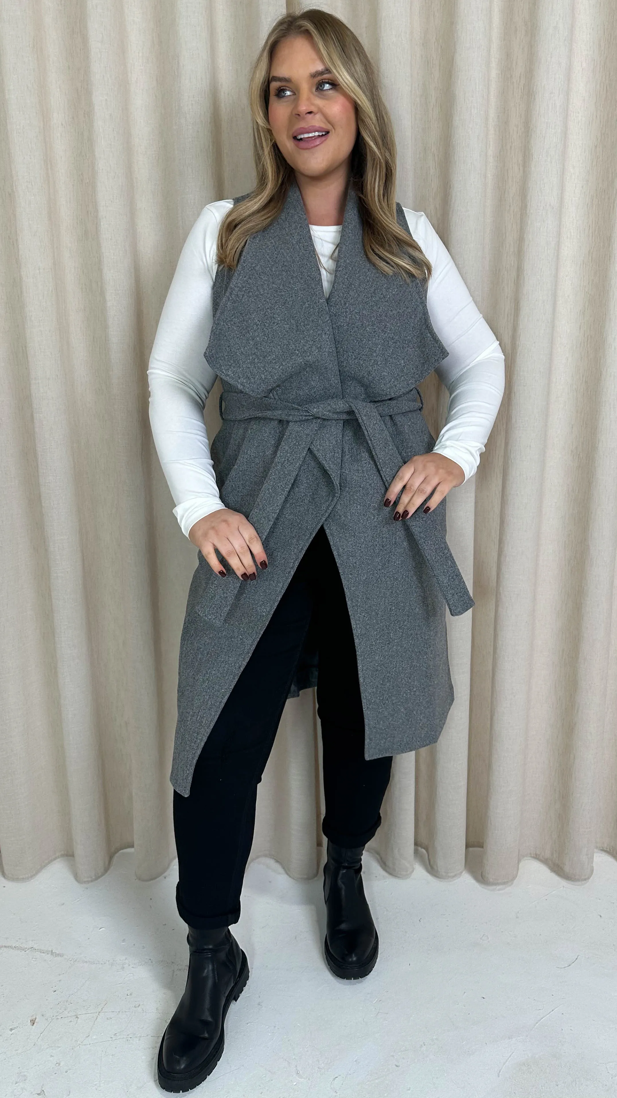 CurveWow Waterfall Gilet  Light Grey