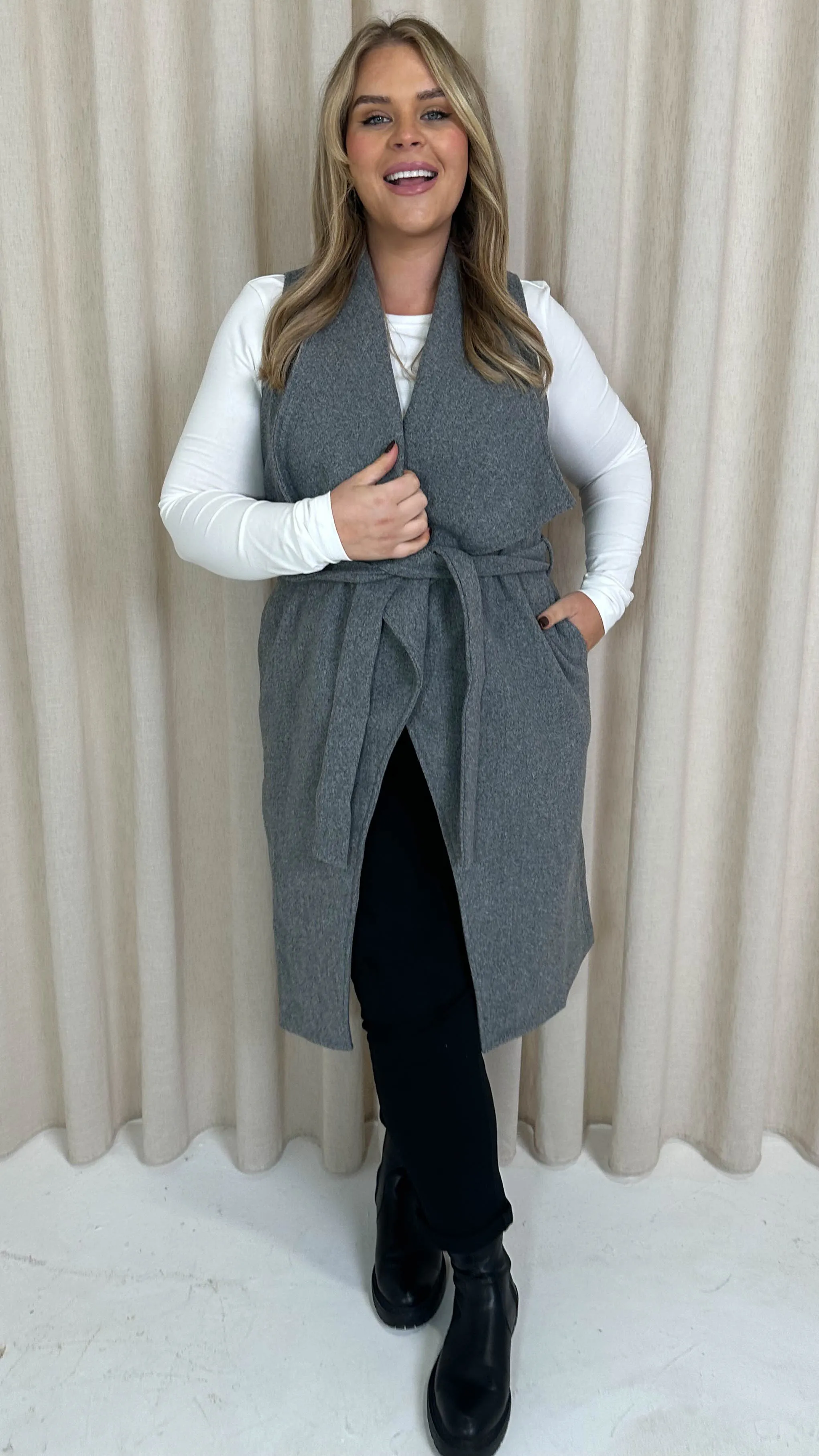 CurveWow Waterfall Gilet  Light Grey