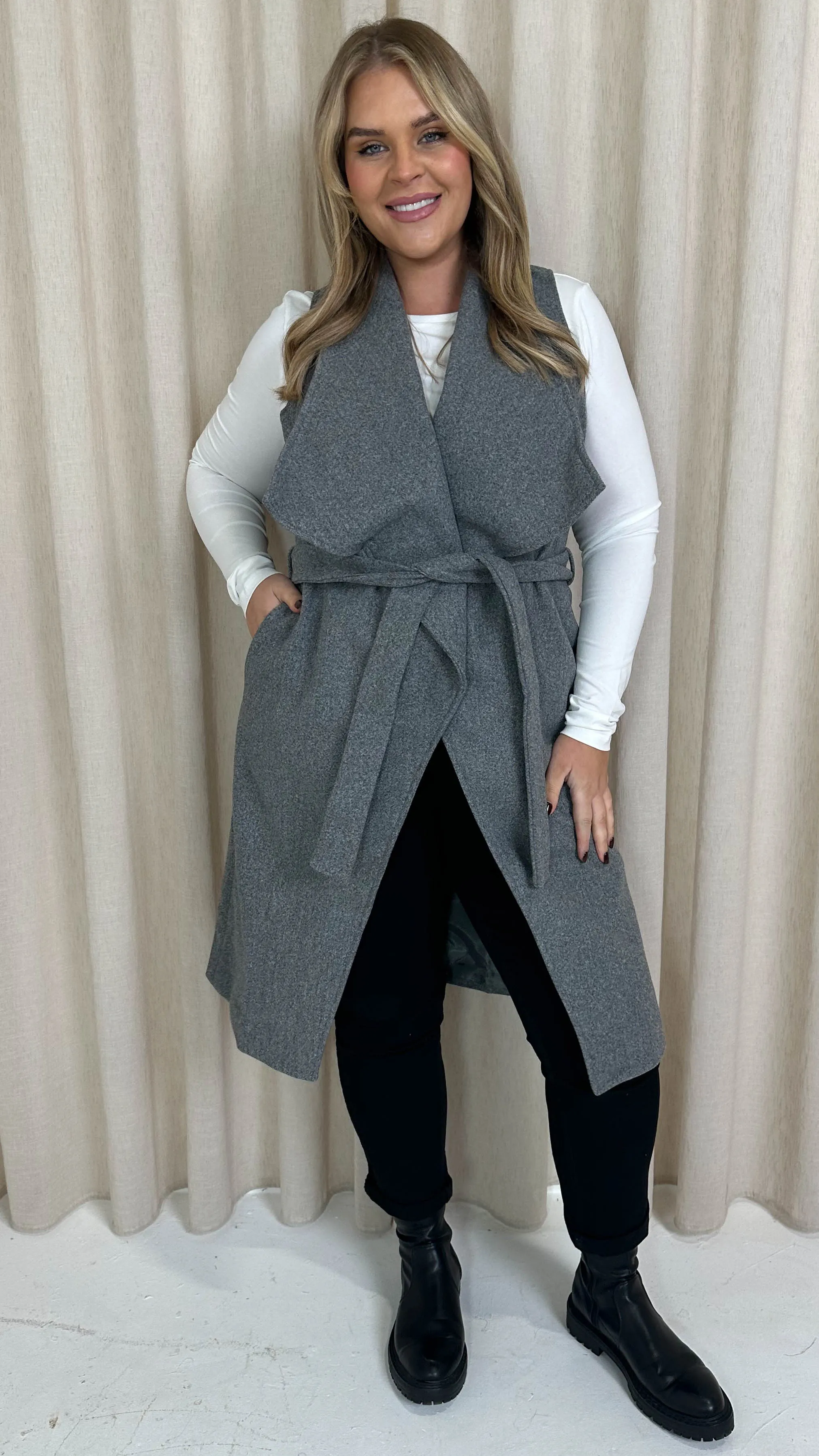 CurveWow Waterfall Gilet  Light Grey