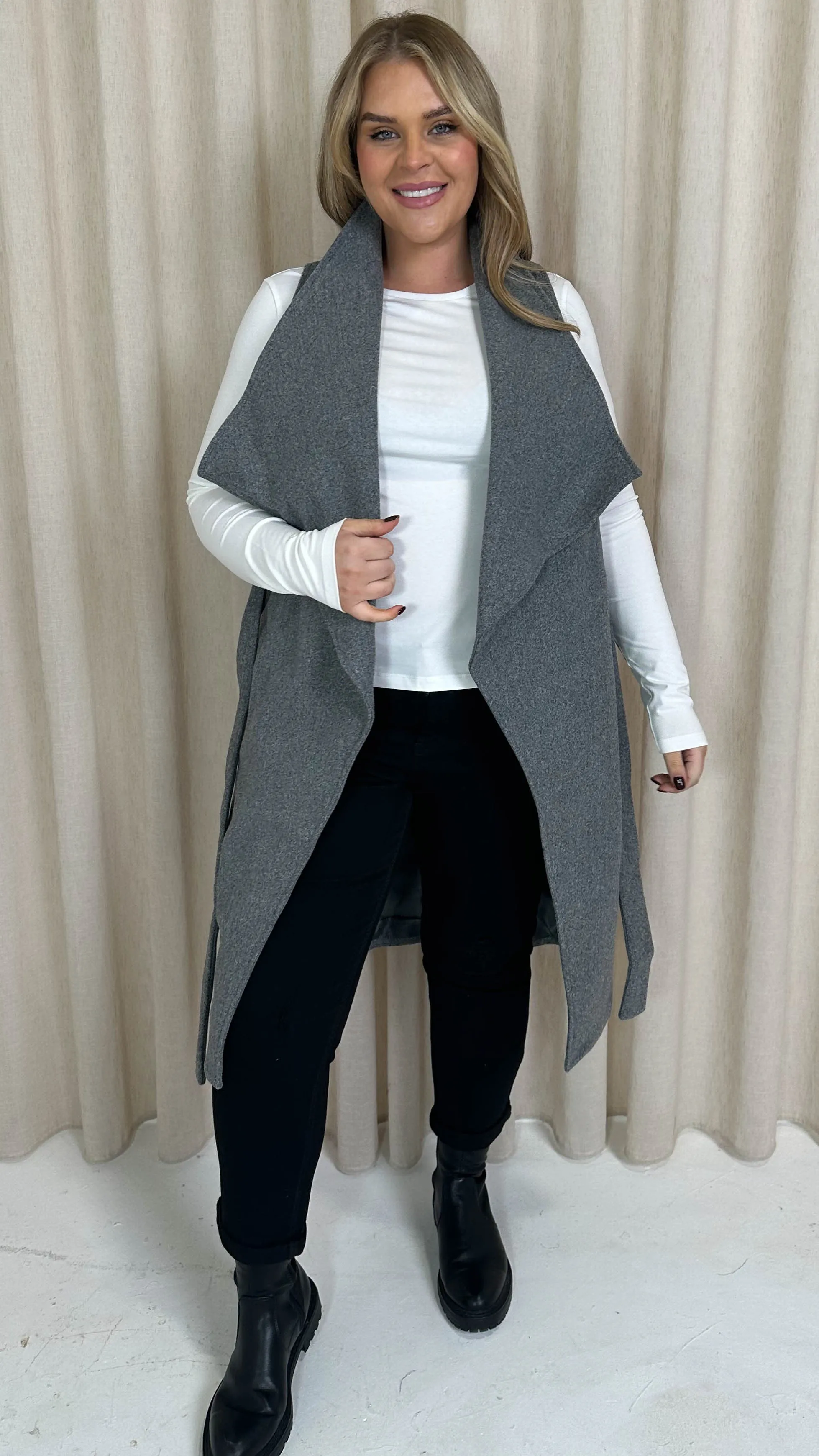 CurveWow Waterfall Gilet  Light Grey