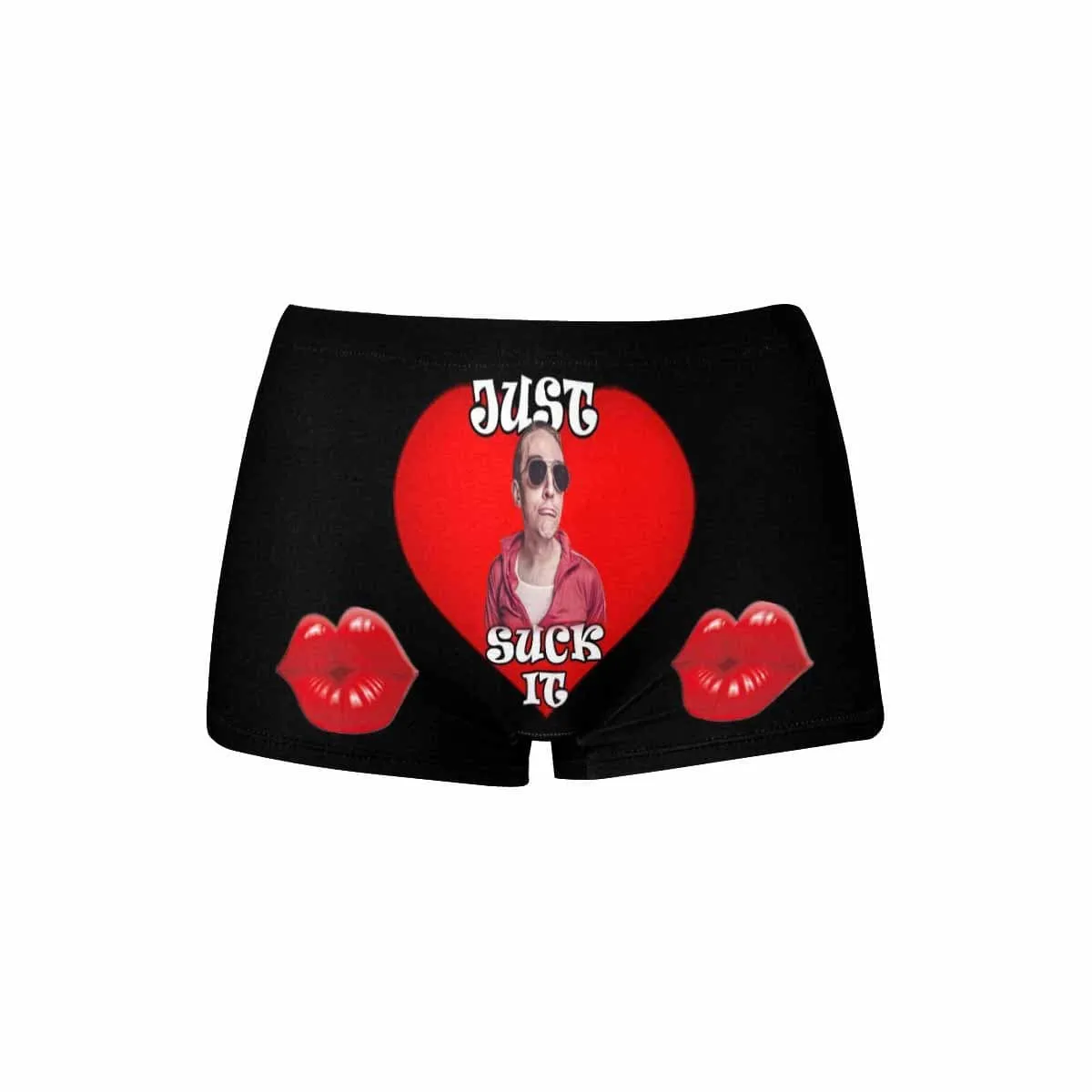 Custom Underwear with Face Personalized Just Suck Women's Boyshort Panties for Girlfriend or Wife