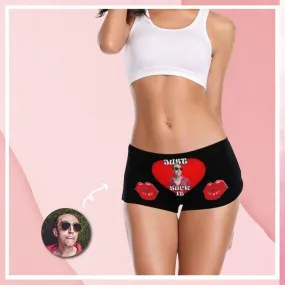 Custom Underwear with Face Personalized Just Suck Women's Boyshort Panties for Girlfriend or Wife