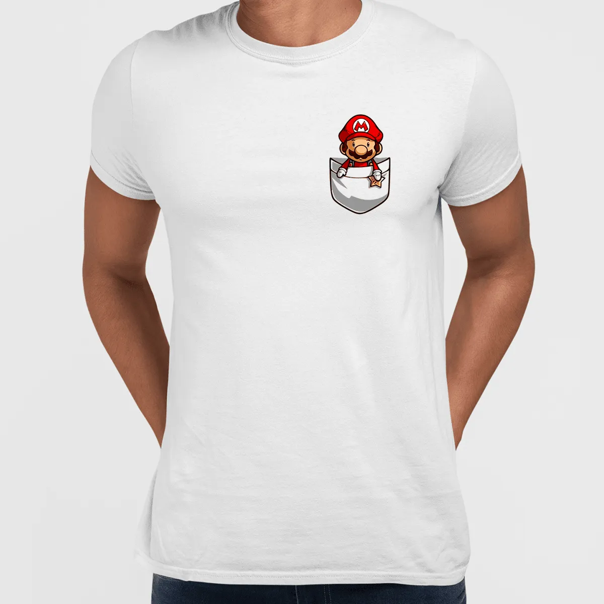 Cute Super Mario in the pocket Tee Nintendo SNES for All retro Minds