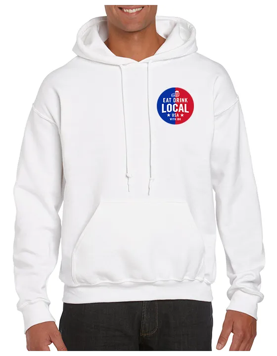 Eat and Drink Local Hoodie Left Chest Logo
