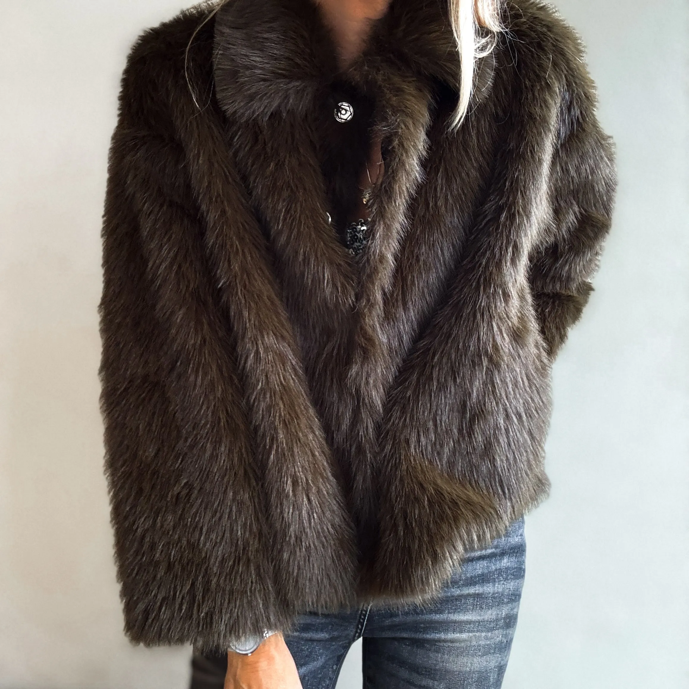 Faux fur KHAKI BROWN jacket *NEW*