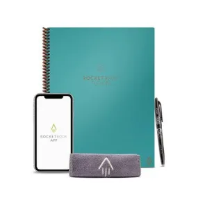 Fusion Smart Reusable Notebook 7 Page Styles 42 Pages 8.5"x11" Letter Size Eco-Friendly Notebook Teal - Rocketbook