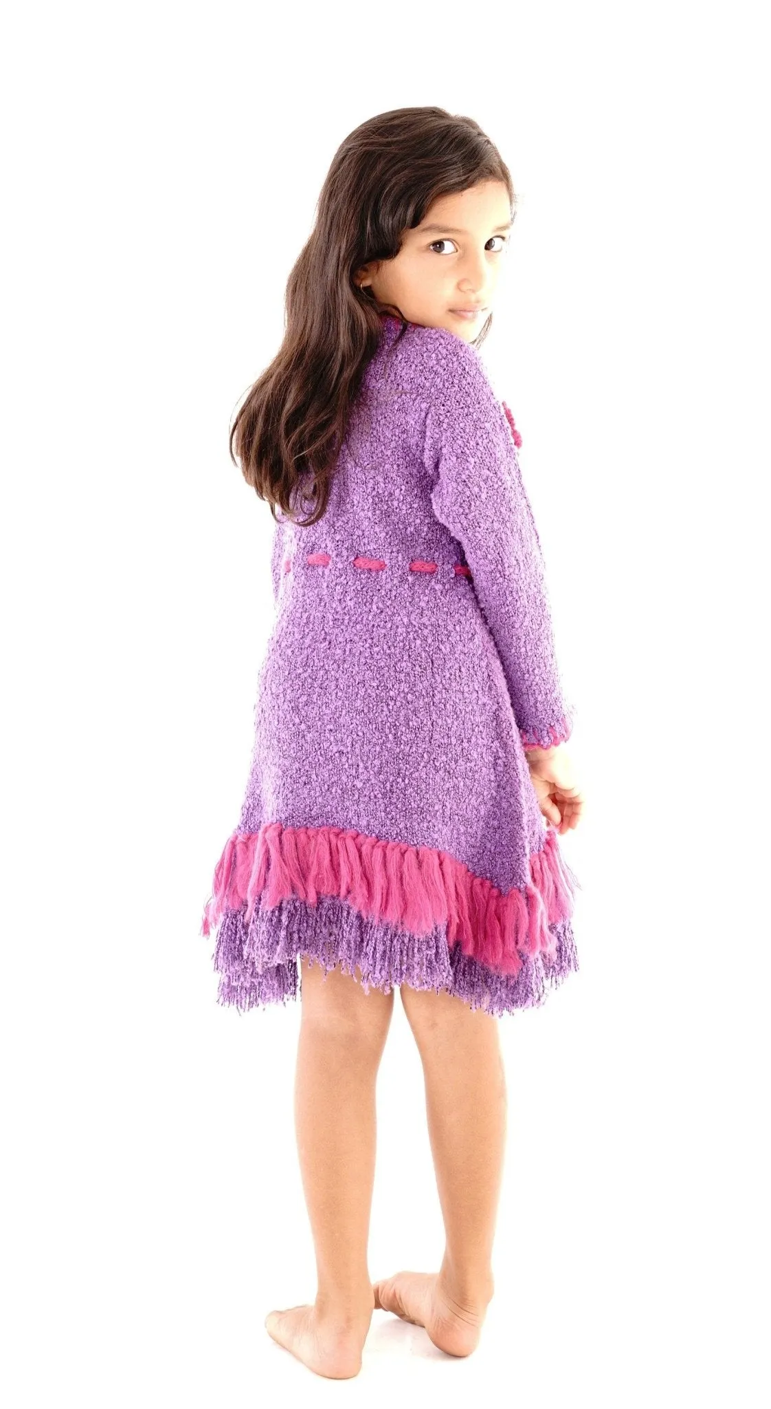 Girls' Long Sleeves Dress with Fringes