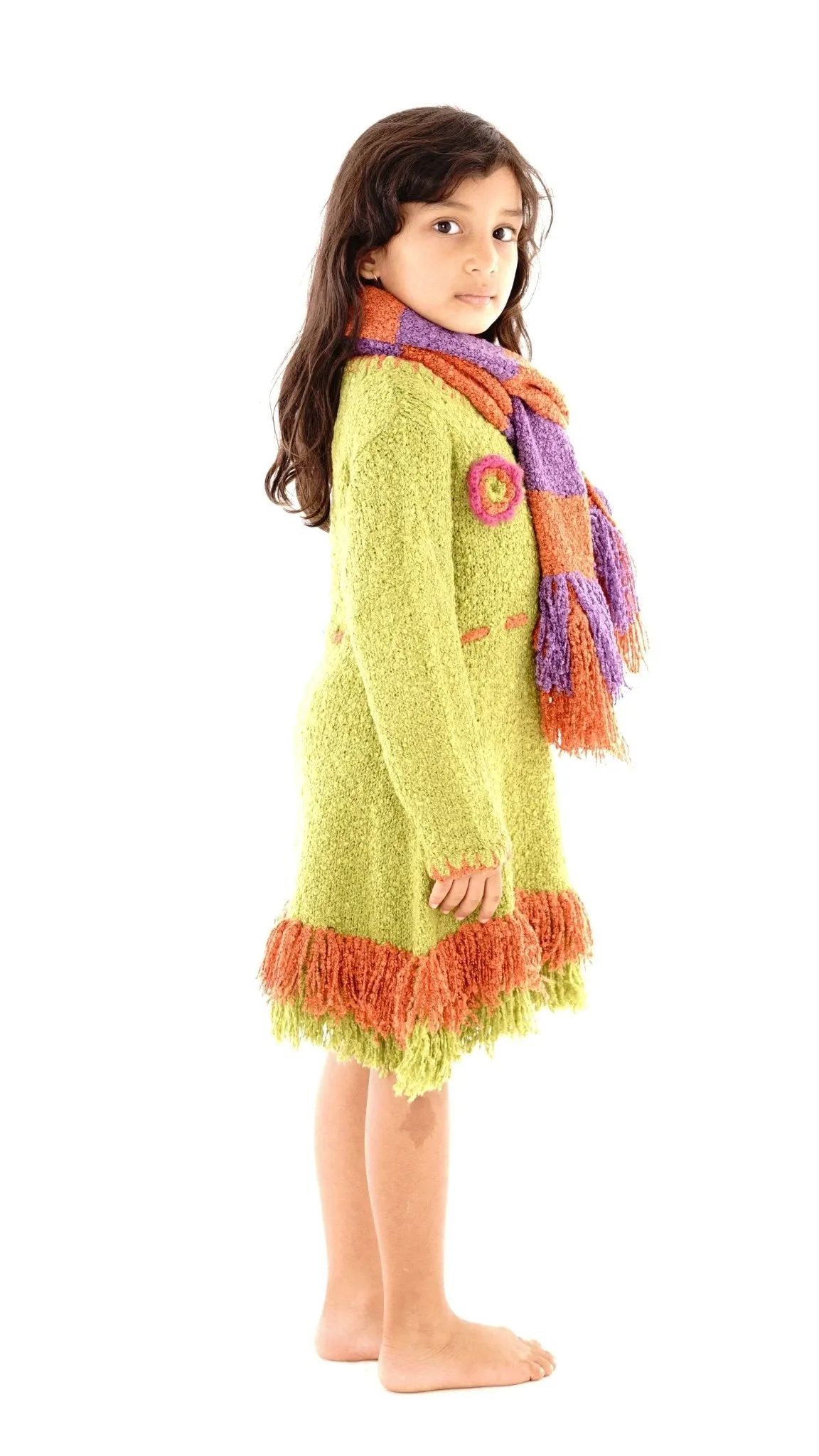Girls' Long Sleeves Dress with Fringes
