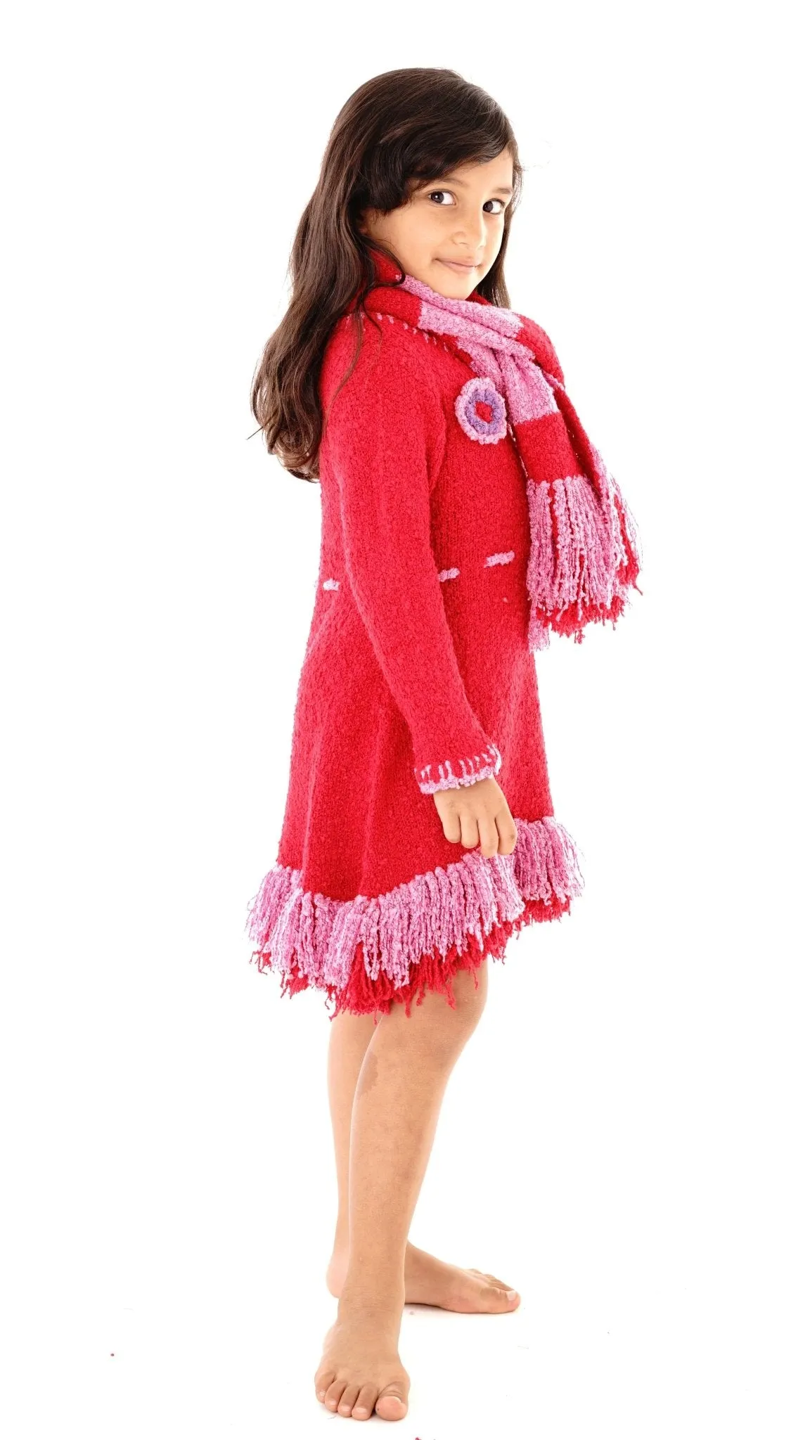 Girls' Long Sleeves Dress with Fringes