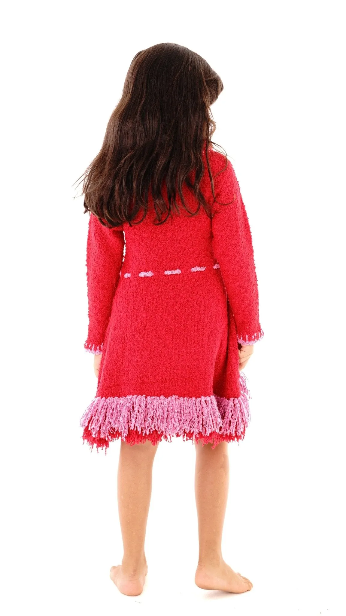 Girls' Long Sleeves Dress with Fringes