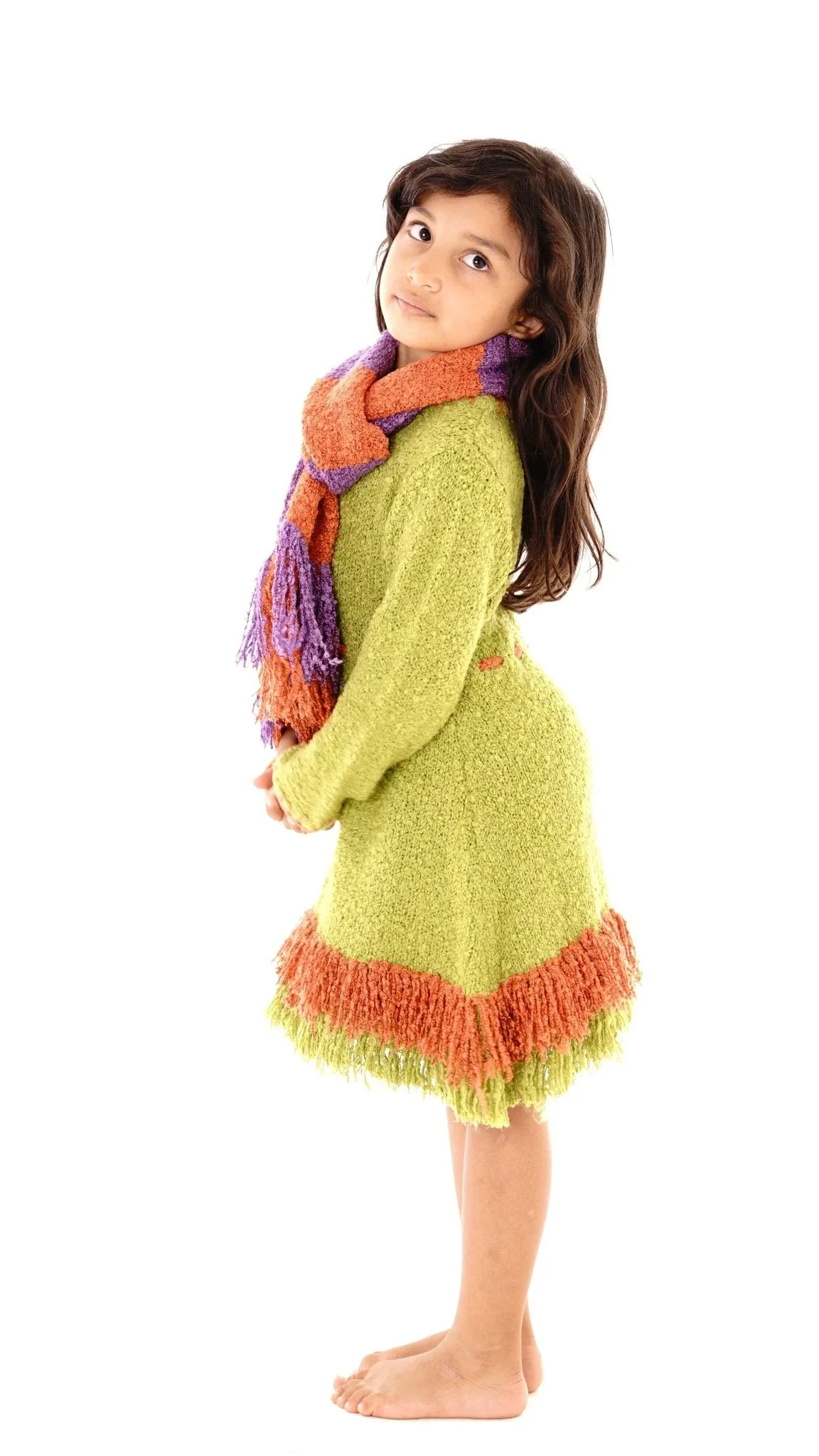 Girls' Long Sleeves Dress with Fringes