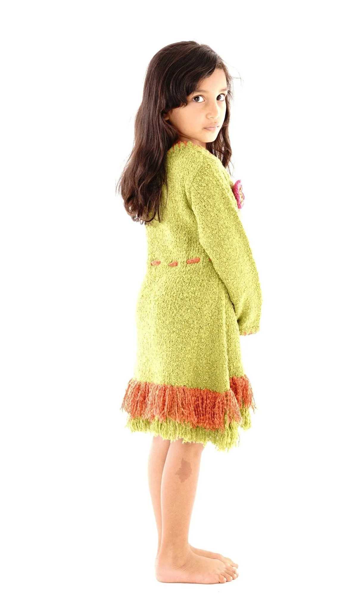 Girls' Long Sleeves Dress with Fringes