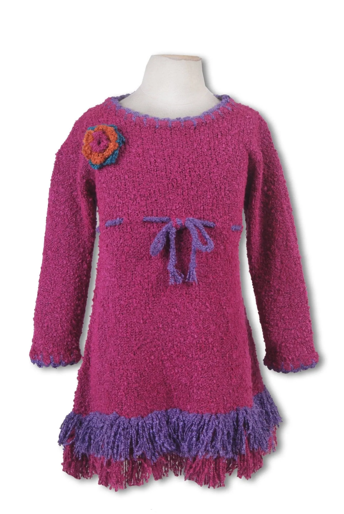 Girls' Long Sleeves Dress with Fringes