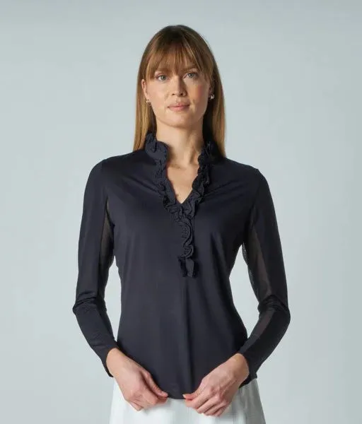 Gottex Solid Long Sleeve Solid Double Ruffle Sun Shirt-6 Beautiful Colors!