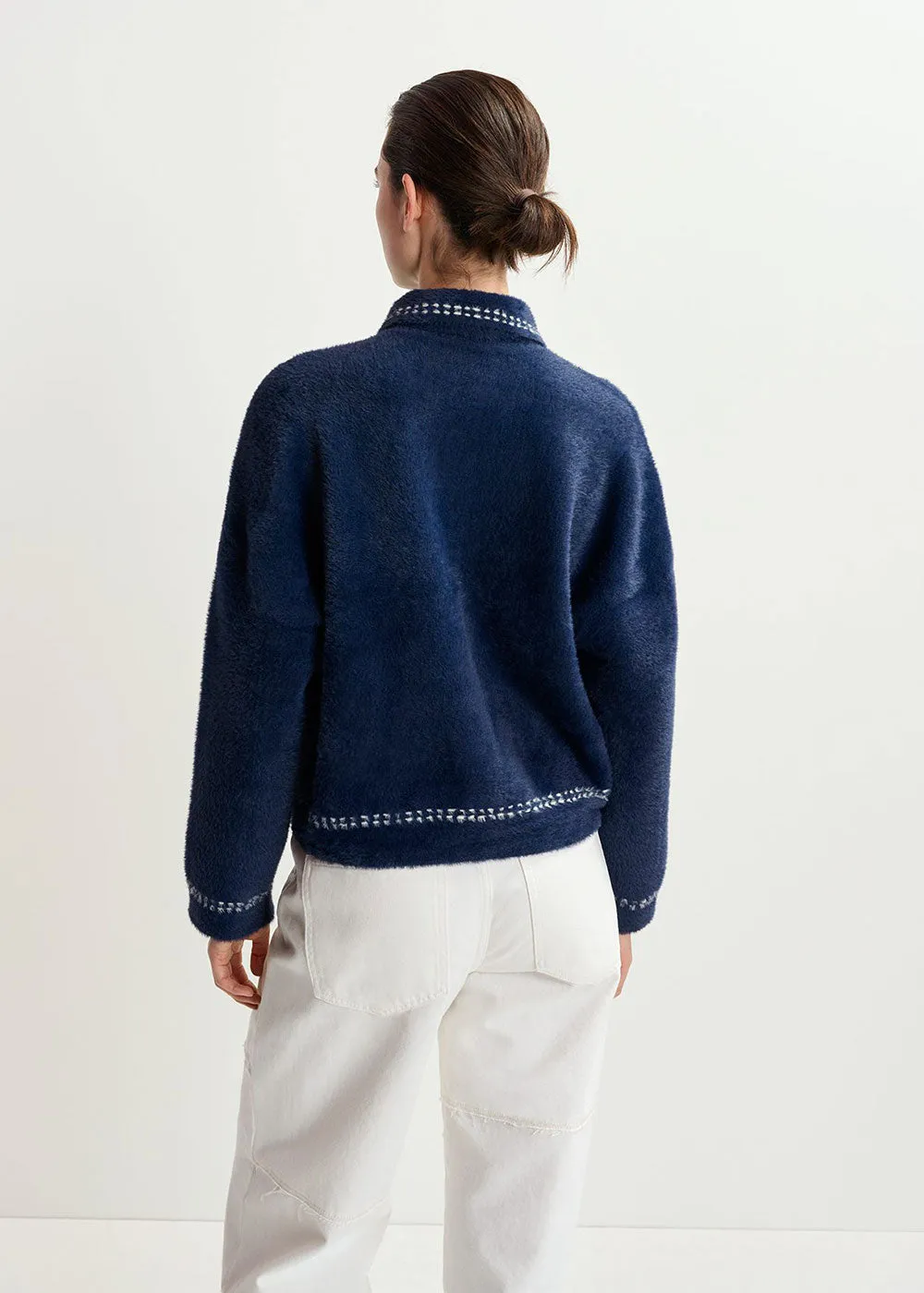 Hoops Contrast Stitch Knit - Dark Blue