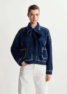 Hoops Contrast Stitch Knit - Dark Blue