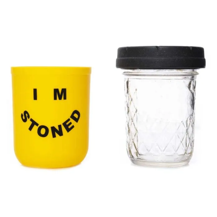 I'm Stoned - The Smokers Club -  RE:STASH Silicone & Glass Jar - 1/2oz Capacity