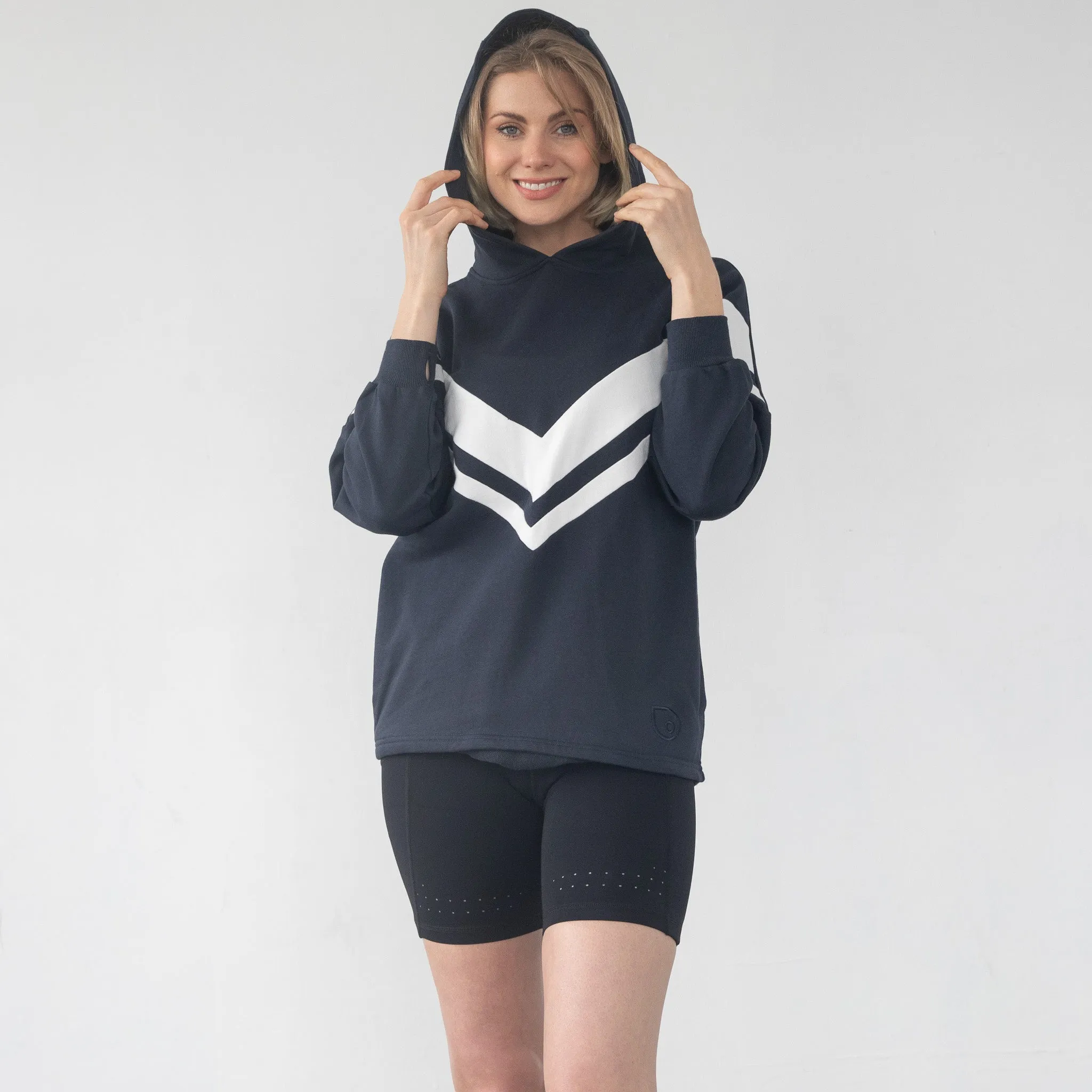 Isabella The Organic Oversized Nursing & Pregnancy Hoodie (Navy White)