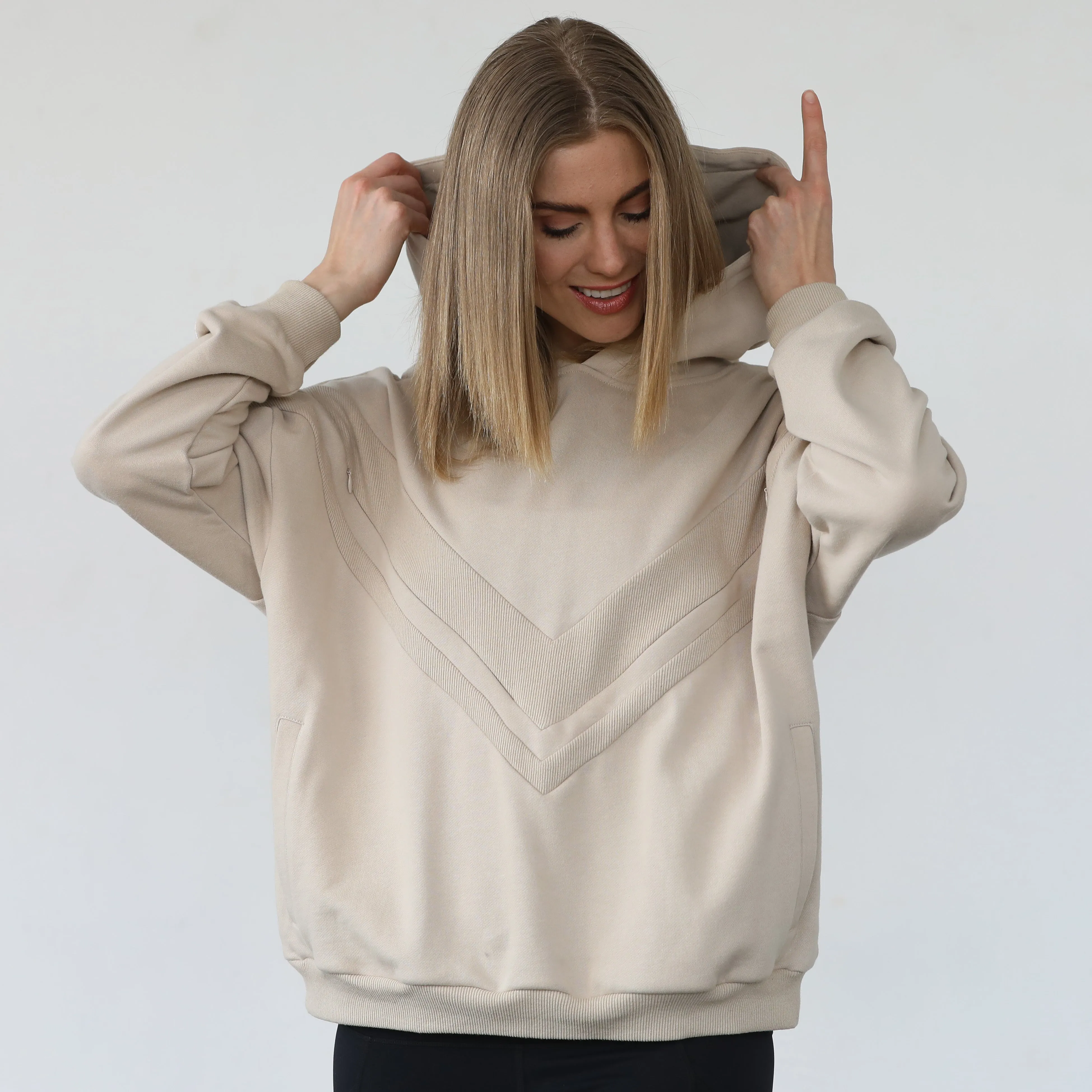 Isabella The Organic Oversized Nursing & Pregnancy Hoodie (Sand)