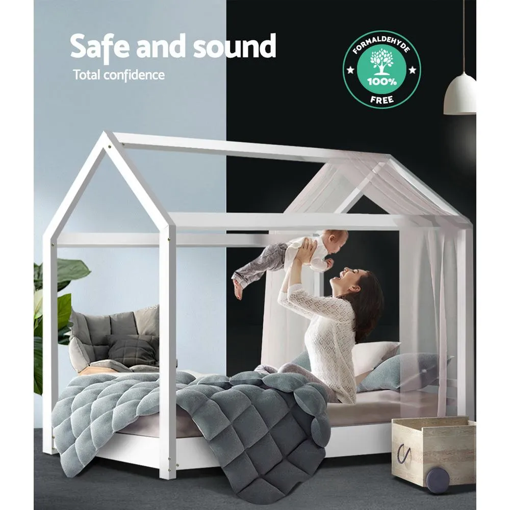 Kids Casa Wooden Single Bed Frame White