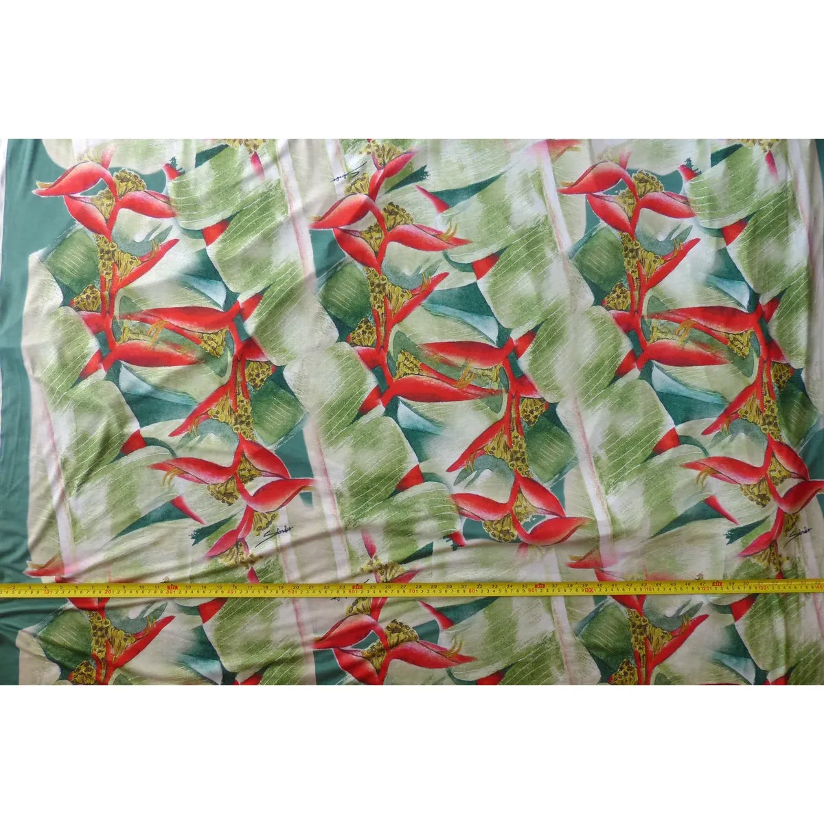 Knit Jersey Hawaiian Fabric | Green Heliconia