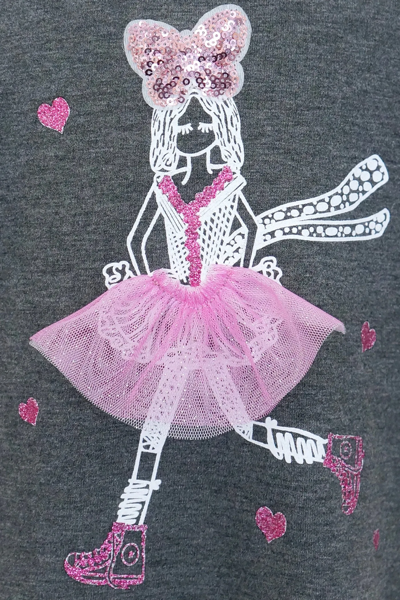 Little Girls Skater Dress With Ballerina Graphic