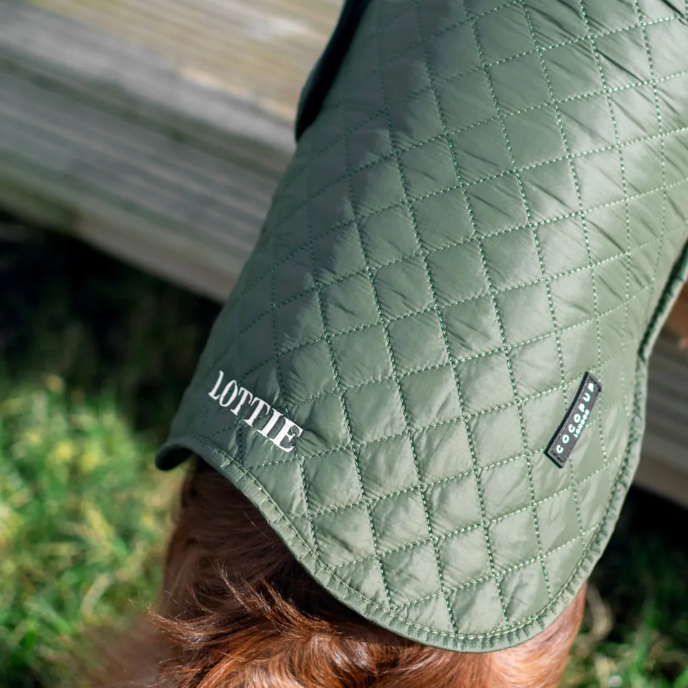 LUXE Quilted Dog Coat - Country Khaki