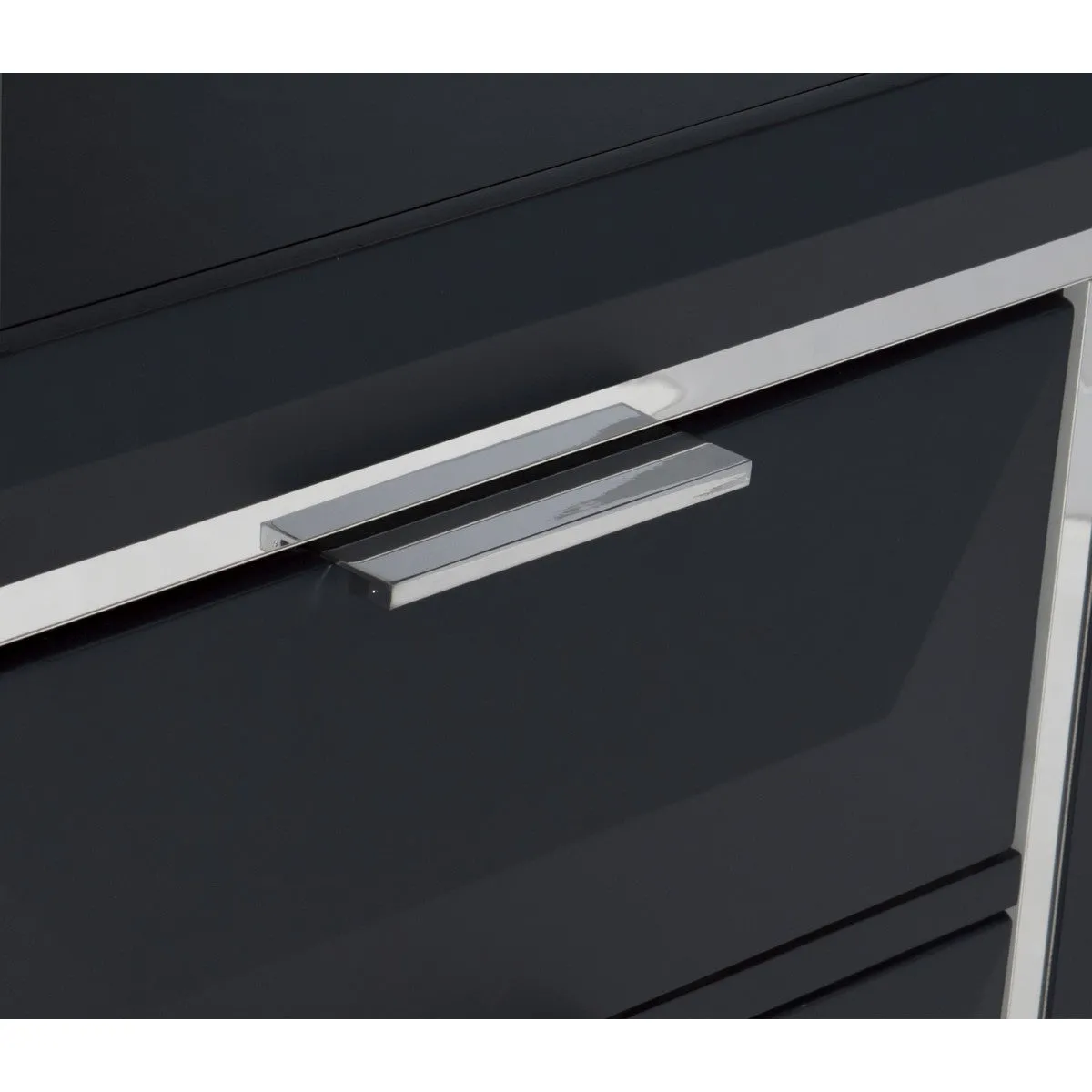 Midnight Blue 2-Drawer Night Stand with Chrome Pulls | Birch & Okume Veneer | No Assembly