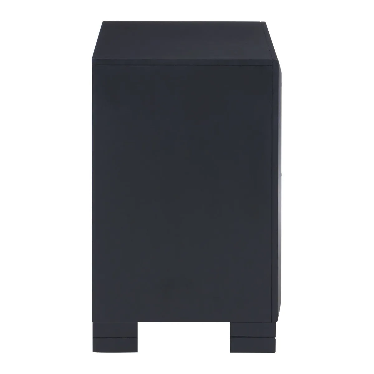 Midnight Blue 2-Drawer Night Stand with Chrome Pulls | Birch & Okume Veneer | No Assembly