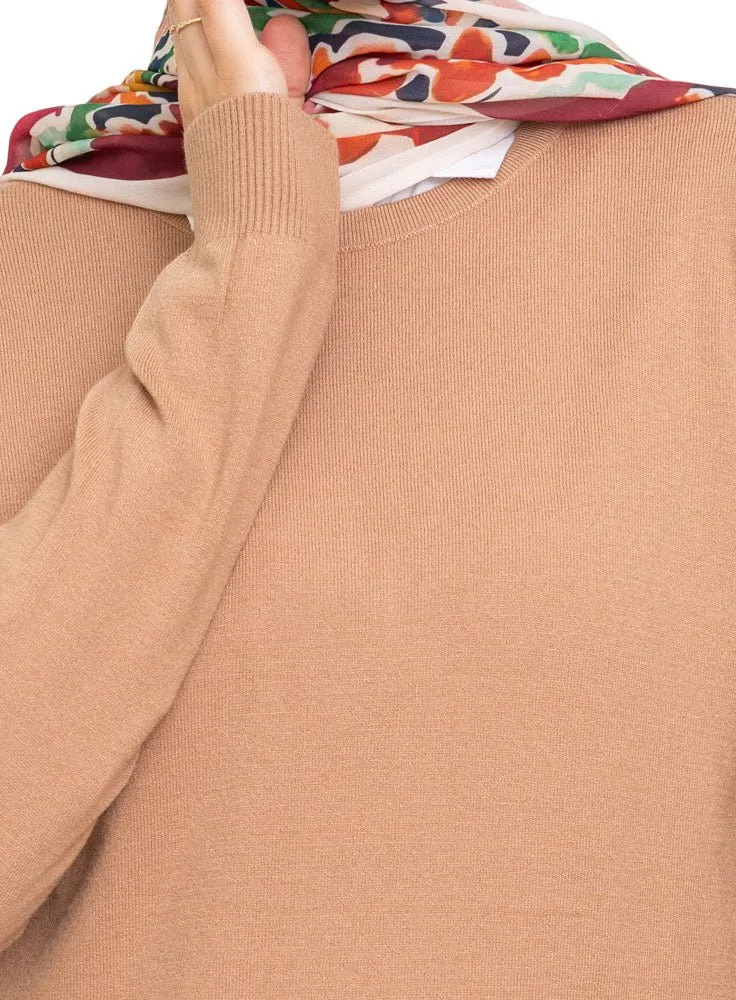 Mocha Round Knit Pullover