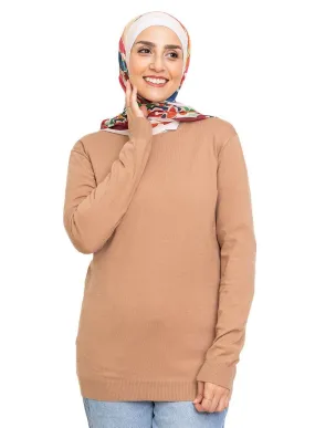 Mocha Round Knit Pullover