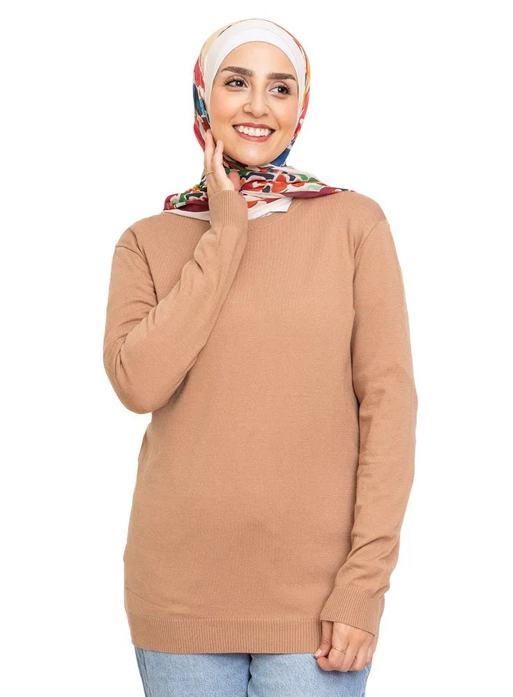 Mocha Round Knit Pullover